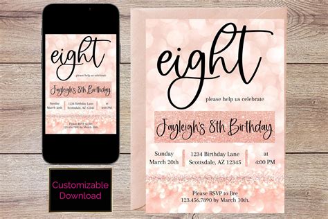 8th Birthday Invitation 8th Birthday 8th Birthday Invite Etsy