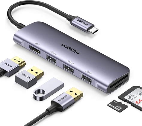 UGREEN USB C Hub 6 In 1 4K HDMI SD TF Kaartlezer 3 USB 3 0 Poorten