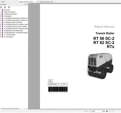 Wacker Neuson Trench Roller Rtx Sc Operator S Manual Spare Parts