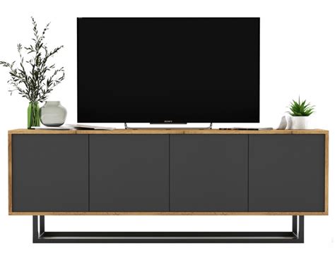 Szafka RTV Loft komoda RTV Loft Dąb wotan grafit MAT 150 cm z kolekcji