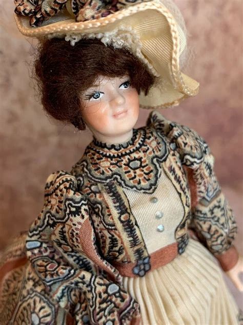 Artisan Miniature Dollhouse Vintage Victorian Porcelain Lady Doll Uk