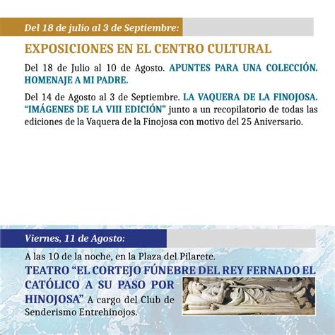 VERANO CULTURAL HINOJOSA DEL DUQUE Ayuntamiento De Hinojosa Del Duque