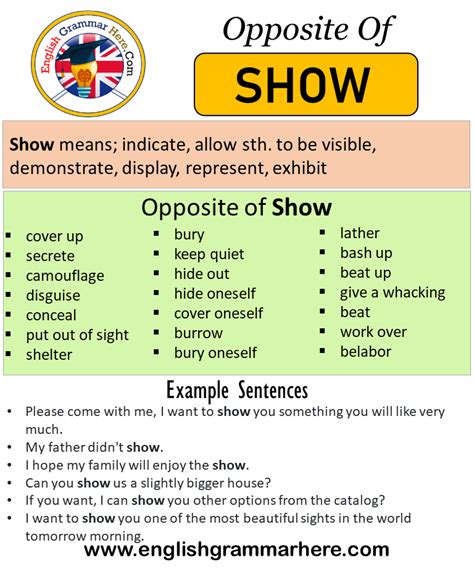 Opposite Of Show, Antonyms of Show, Meaning and Example Sentences - English Grammar Here