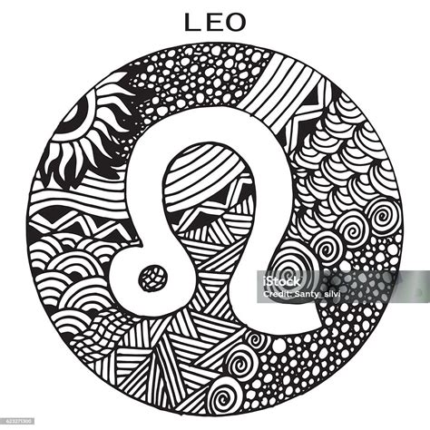 Hand Drawn Zodiac Sign Leo Vector Illustration Stock Illustration