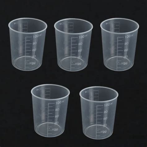 5pcsset 100ml Plastic Transparent Test Measuring Jug Laboratory