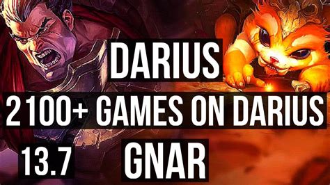 DARIUS Vs GNAR TOP Quadra 2100 Games 6 Solo Kills 1 1M Mastery