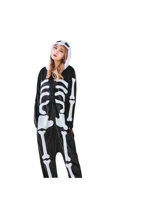 Womens Skeleton Halloween Jumpsuit Robe Skeleton Jumpsuit Onesie Full Set In Anime Costumes