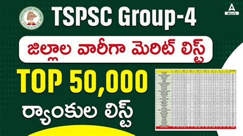 TSPSC Group 4 Results 2024 Group 4 District Wise Merit List