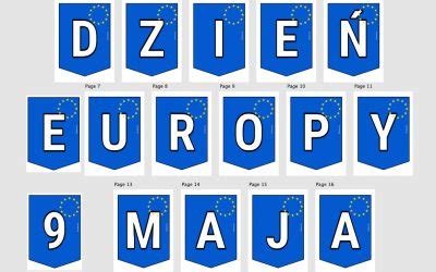 Dekoracje na Dzień Europy do druku i ozdoby sali przedszkola szkoły