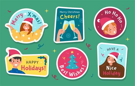 Merry Christmas Greeting Stickers 14418041 Vector Art at Vecteezy