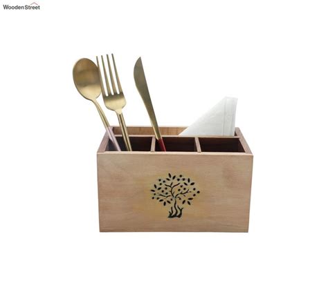 Buy Tree Of Life Sheesham Beech Wood Cutlery Holder At 25 OFF Online