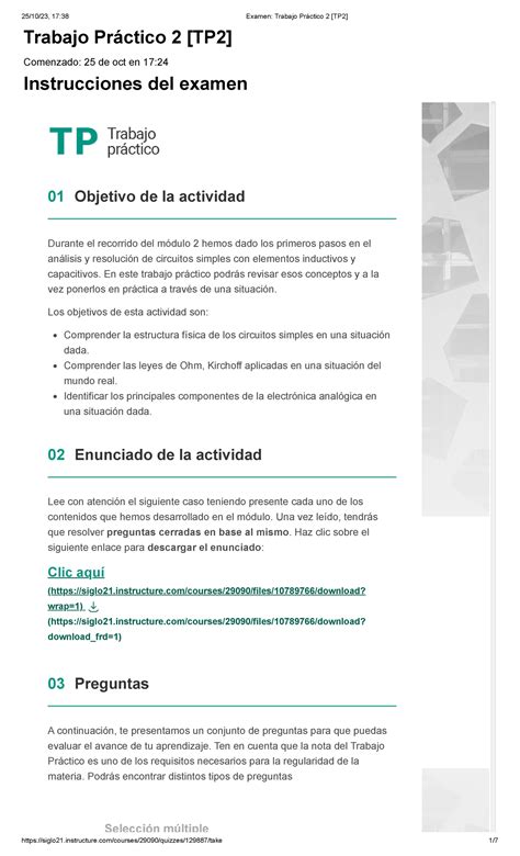 Examen Trabajo Práctico 2 TP2 1 Trabajo Práctico 2 TP2 Comenzado