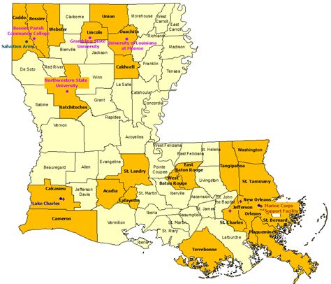 Louisiana Map With Parishes Listed Paul Smith