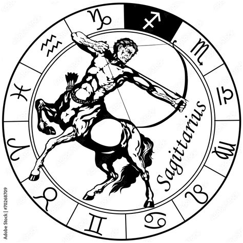 Sagittarius Zodiac Black White Vector De Stock Adobe Stock