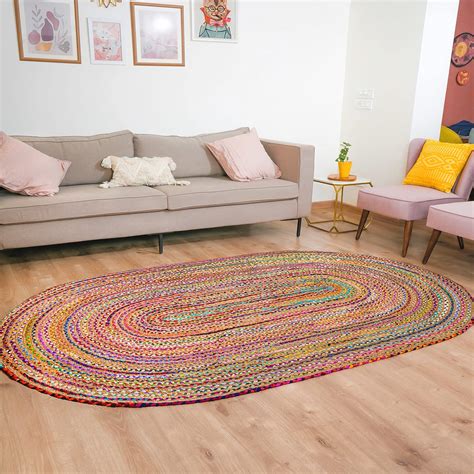 RAJRANG BRINGING RAJASTHAN TO YOU Braided Oval Area Rug 122 X 183 Cm