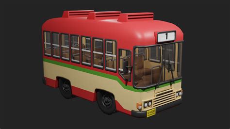 Red Thai Bus Cartoon 3d Model Cgtrader