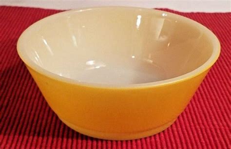 Vintage 1950s Anchor Hocking Oven Proof Bowl 310 Yellow Made In Usa