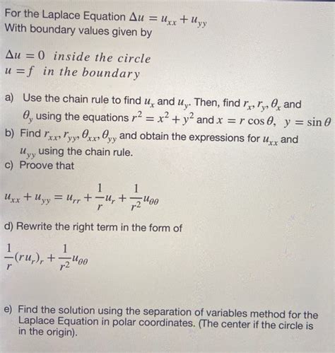 Solved For The Laplace Equation Au Uxx Uyy With Boundary