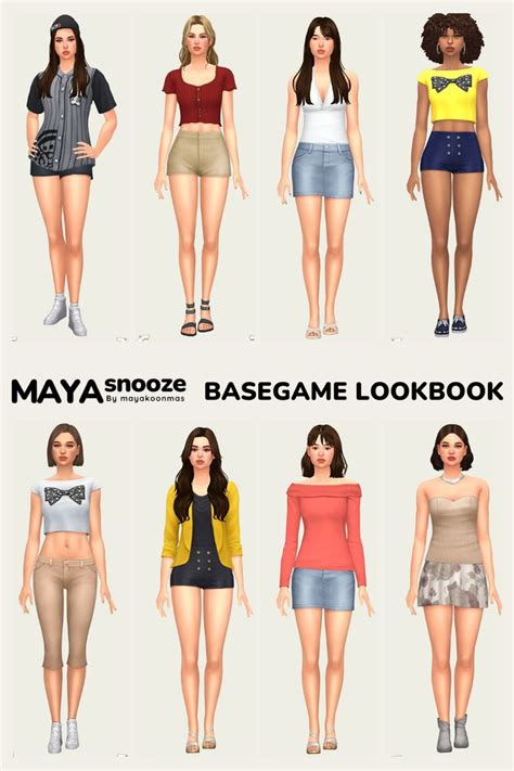 Sims4 TS4 LOOKBOOK IDEA In 2024 Cute Sims 4 Base Game Outfits Sims 4