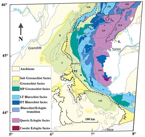 Metamorphic map of the western Alps modified after Oberhänsli et al