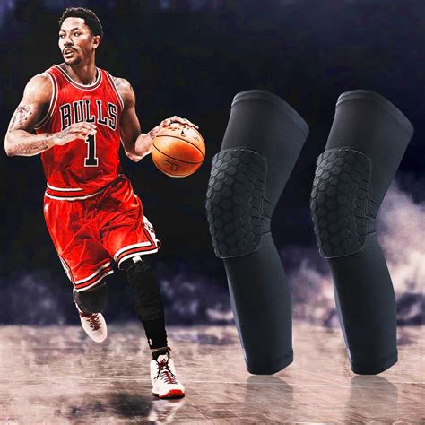 1pc Breathable Absorb Sweat Basketball Knee Pad Honeycomb Shockproof Long Leg Sleeves Knee Brace