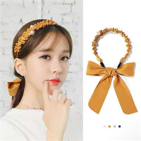 Jual Bando Tali Korea Gaya Rambut Panjang Fashion Pita Mutiara Besar