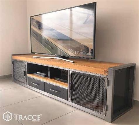 Mesa Rack Tv Industrial Madera Hierro Mts Welded