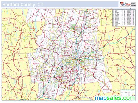 Hartford, CT County Wall Map by MarketMAPS - MapSales