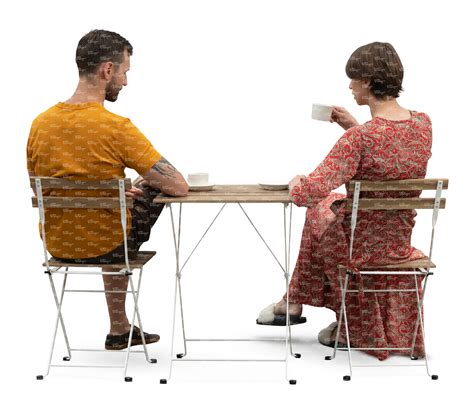 Two Cut Out People Sitting In A Coffeeshop Seen From Back Angle VIShopper