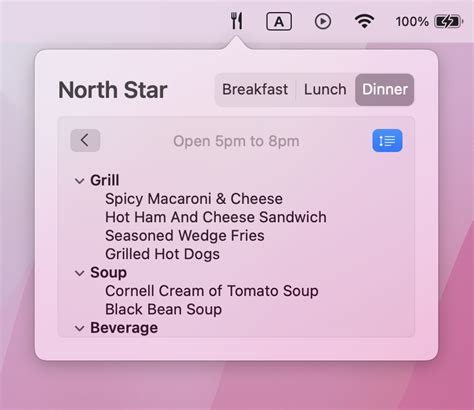 Cornell Dining for the macOS menu bar