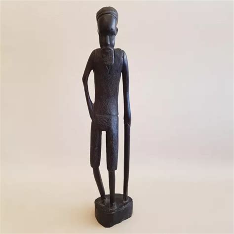 Ancienne Statue Africaine Sculpture En Bois Noir B Ne Vieil Homme Avec