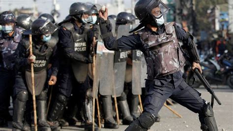 Nepal Police Fire Rubber Bullets During Us Grant Protest Bbc News