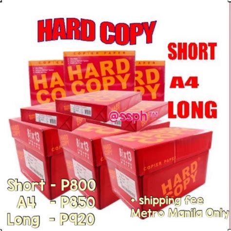 Hard Copy Bond Paper Short A Long Reams Per Box Shopee Philippines