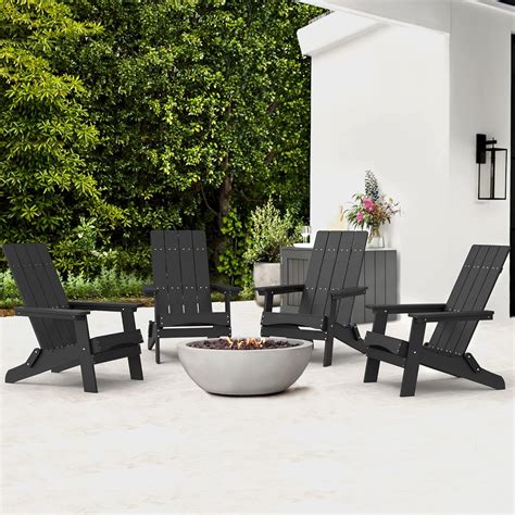 Lue Bona Folding Adirondack Chairs Set Of 4 Hdps Poly Modern