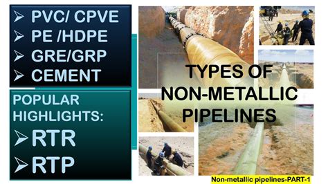 TYPES OF NON METALLIC PIPES USED PVC HDPE GRE GRP CEMENT RTR RTP