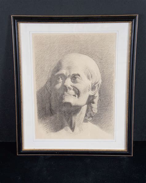 Graphite 19th Century Sketch Of Voltaire In Vintage Frame For Sale At