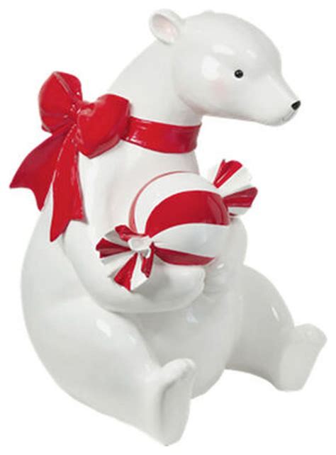 December Diamonds Candy Cane Lace 42 Sitting Polar Bear With Candy