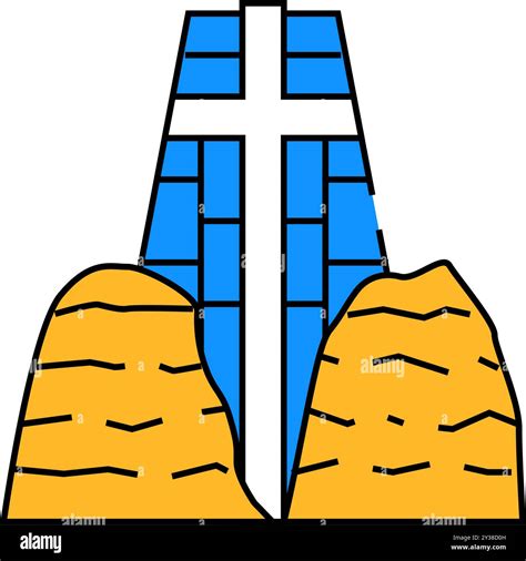 Catholic Chapel Of Holy Cross Icon Color Illustration Stock Vector