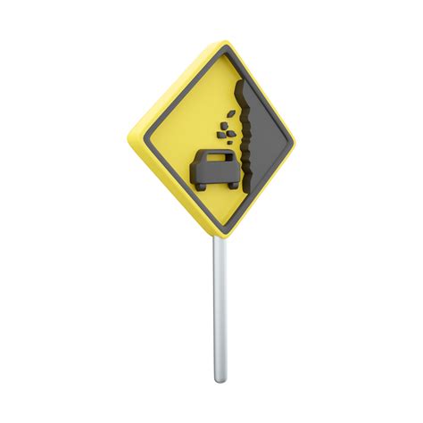 3d Render Icon Landslide Caution Falling Rocks 3d Render Falling