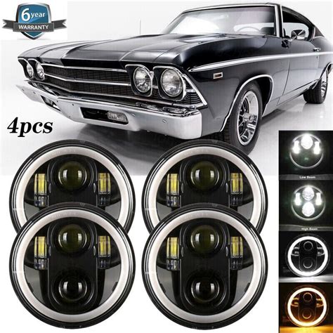 Pcs Led Headlights Hi Lo Beam Angle Eyes For Chevy Impala