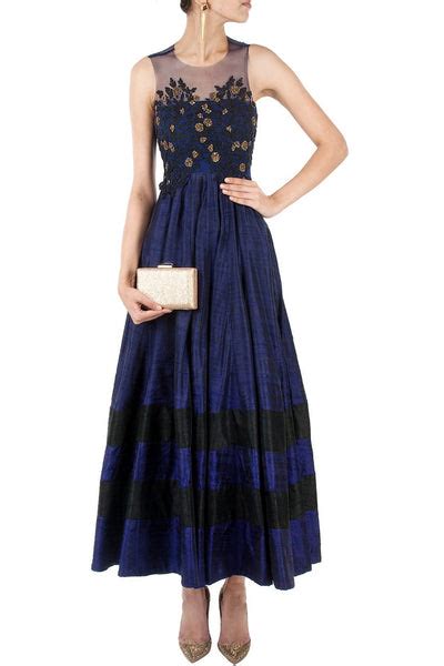 Navy Blue Color Long Anarkali Suit Panache Haute Couture