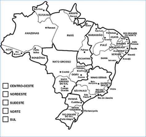 11 Desenhos de Mapas Políticos do Brasil para Imprimir e Colorir