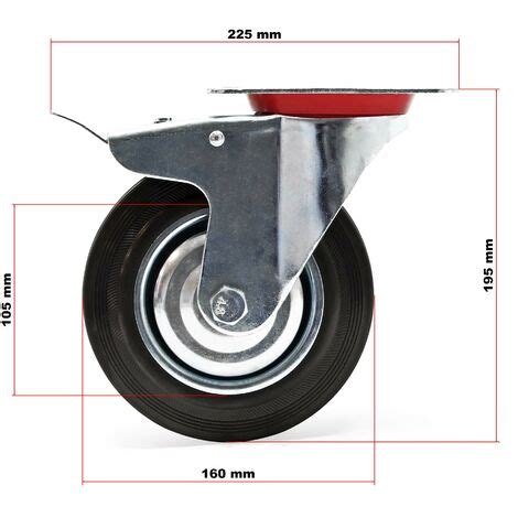 Kit X Roulettes Pivotantes Charge Lourde Double Arr T Caoutchouc Plein