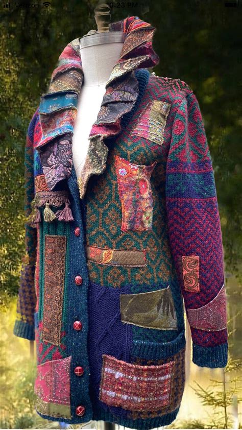 Patchwork Sweater Jacket Coat Boho Color Block Festival Etsy