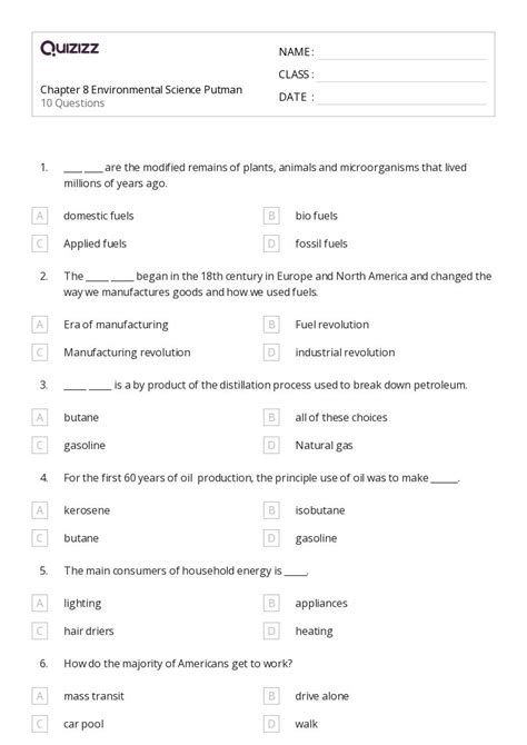 50 Environmental Science Worksheets For 6th Grade On Quizizz Free And Printable