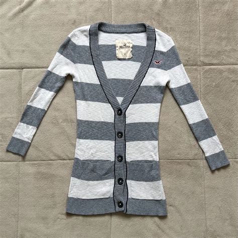 S Grey White Striped Twilightcore Cardigan