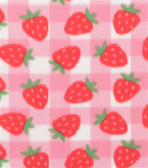 Pink Strawberry Check Blizzard Fleece Fabric Joann