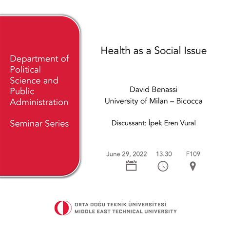 PADM SEMINAR SERIES HEALTH AS A SOCIAL ISSUE PROF DAVID BENASSI