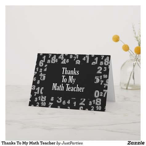 Thanks To My Math Teacher Thank You Card In 2020 Teacher