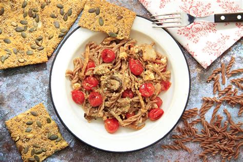 Pasta Integral Con Tomates Cherry Setas Y Queso Feta Light Sin